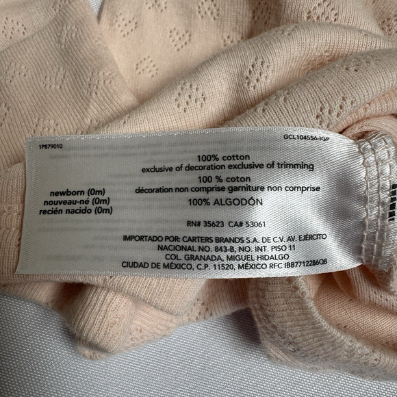 Carter's Long Sleeve Bodysuit Infant Girls Size Newborn Light Pink - Picture 2 of 5